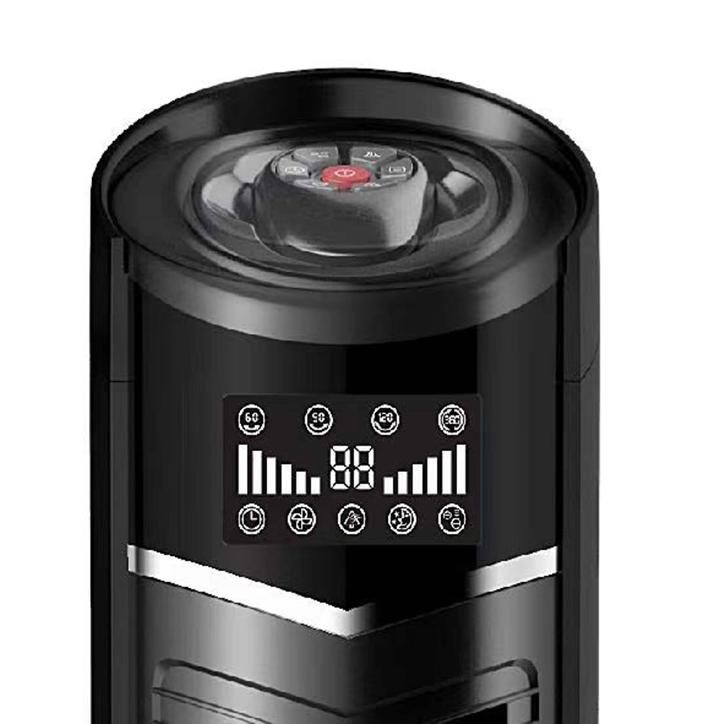 Alt View 2. Optimus - Optimus 59 Inch 360 Degree Oscillation Pedestal Tower Fan in Black with Remote - Black.