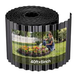 VEVOR - Galvanized Steel Landscape Edging, 40 ft x 6 in Metal Edging for Landscaping with Gloves, Easy-to-Install Bendable - Black