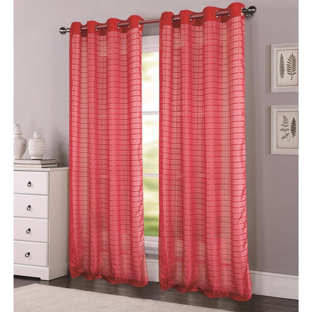 RT Designers Collection - Grommet Window Curtain Panel - 54 x 90 Inches - Red
