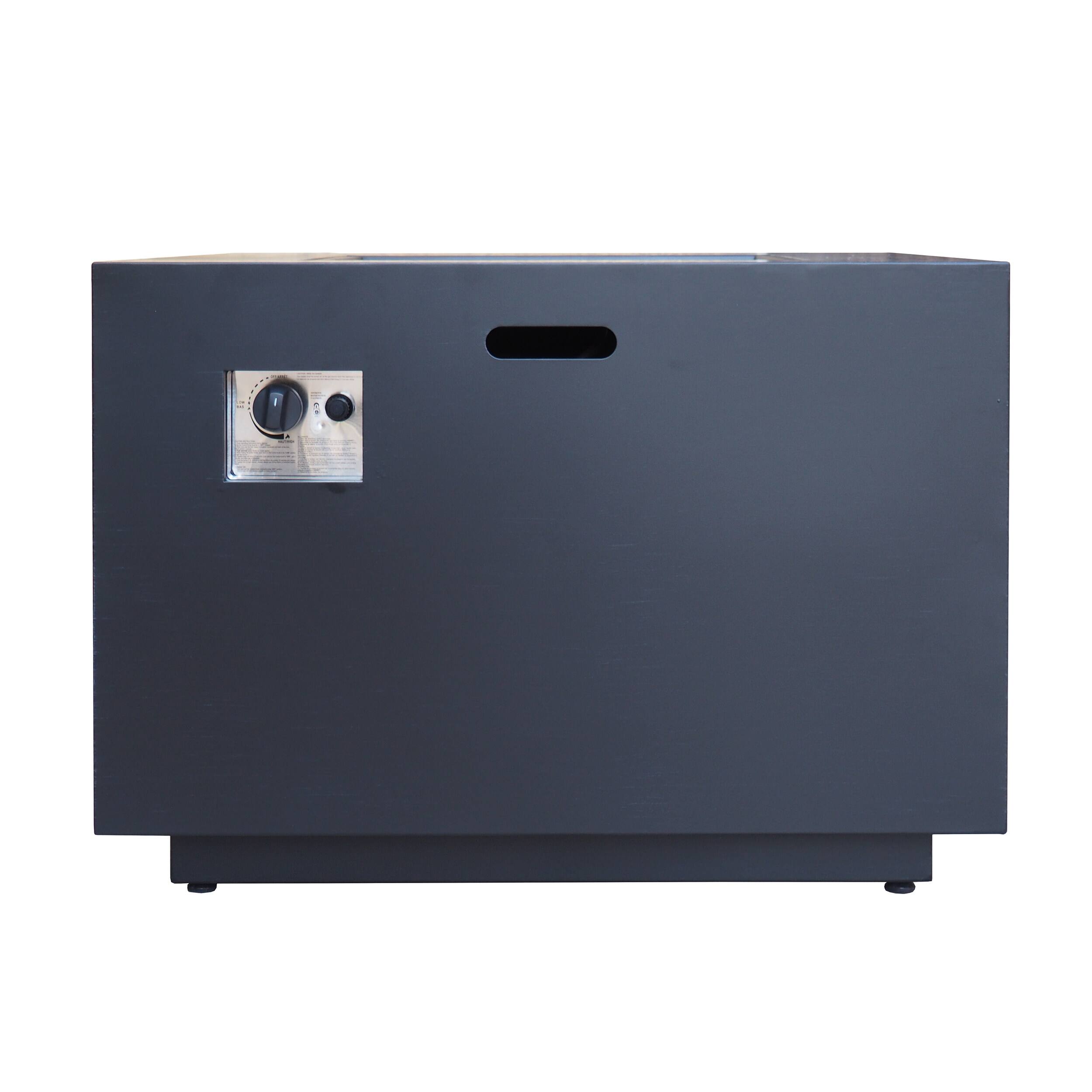 Angle. Dexmalle - Dexmalle-Patio Square Iron Propane Fire Pit-Dark Grey.