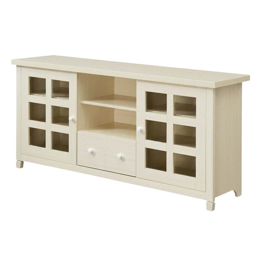 FurniFact - Beige Wooden TV Stand with Storage Cabinets and Shelves for Up to 65-Inch TVs - Black price history on PriceWatchPro