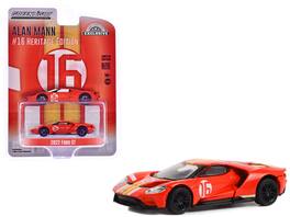 Greenlight - 2022 Ford GT Heritage Edition #16 Alan Mann "1966 AM GT-1 Prototype Tribute" with Stripes "Hobby Exclusive" 1/64 - Red