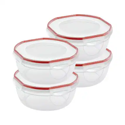 Front. Sterilite - Sterilite Ultra Seal 4.7 Qt Plastic Food Storage Bowl Container w/ Lid (4 Pack) - Clear.
