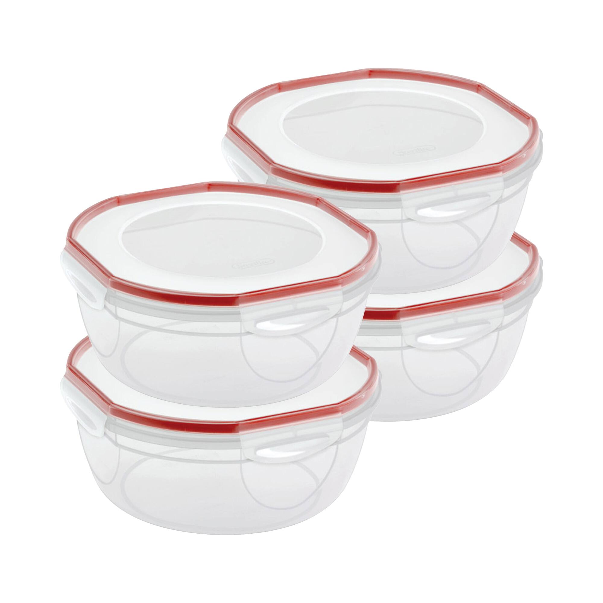 Front. Sterilite - Sterilite Ultra Seal 4.7 Qt Plastic Food Storage Bowl Container w/ Lid (4 Pack) - Clear.