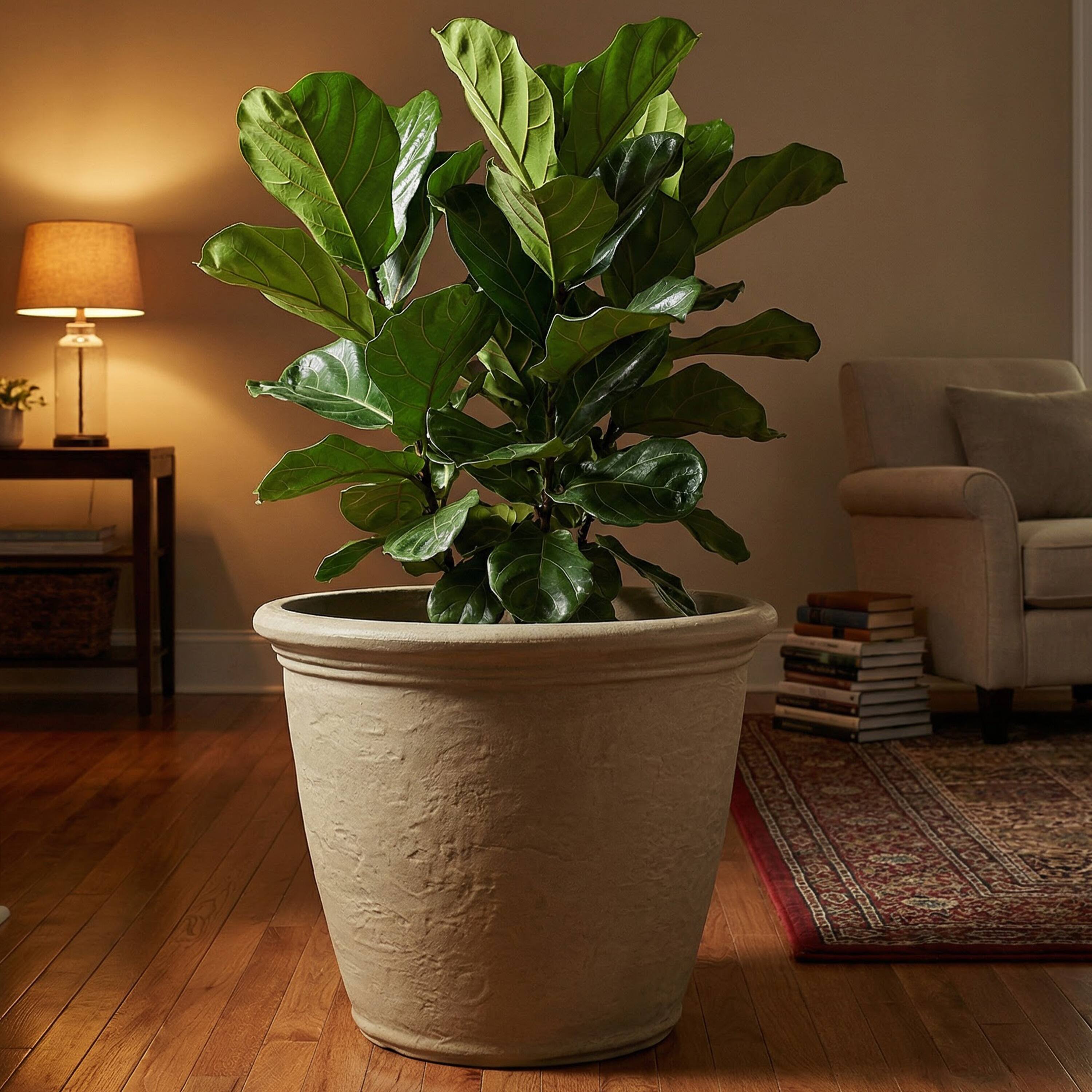 Alt View 7. Sunnydaze - 20 in Anjelica Dual-Wall Polyresin Planter - Set of 2 - Beige.