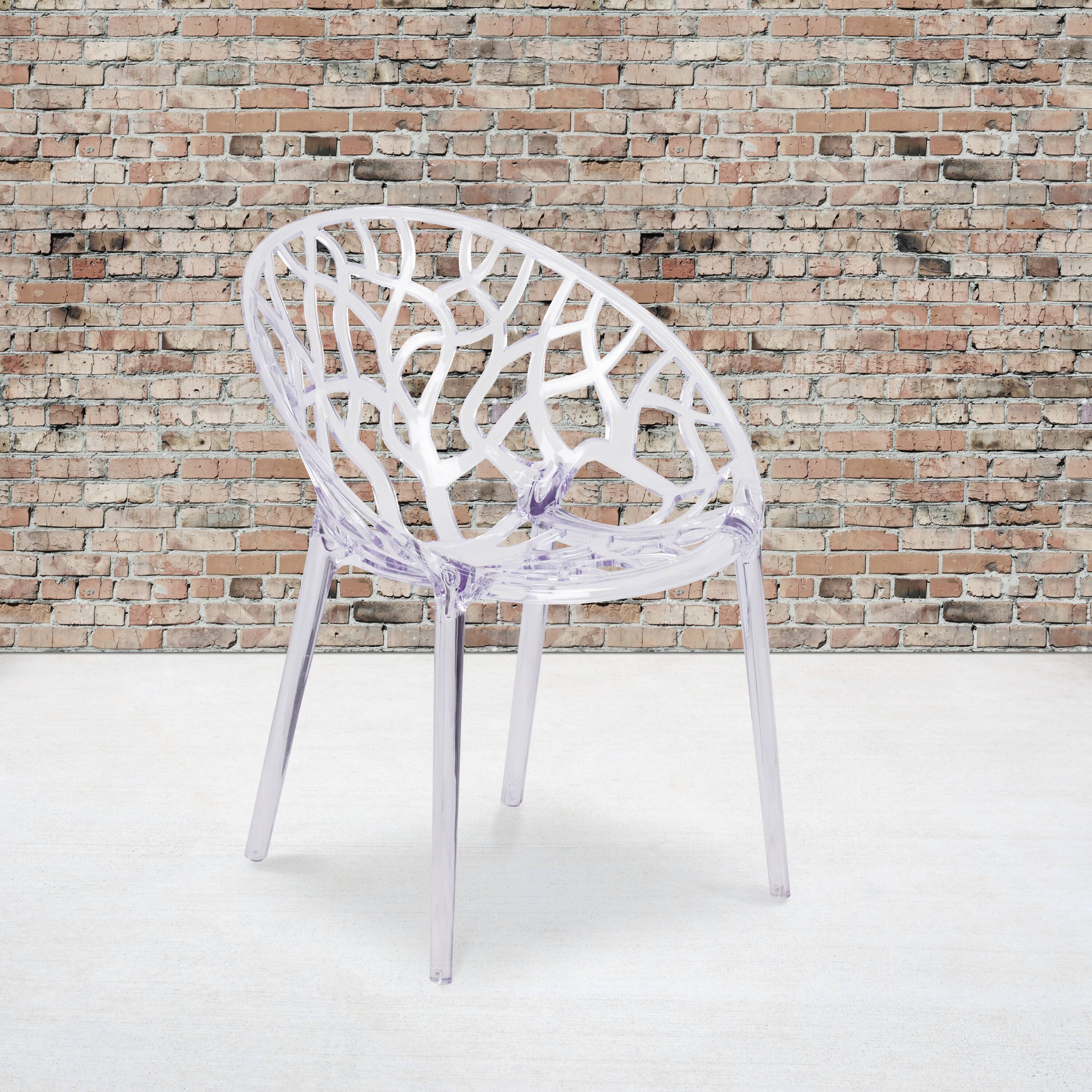 Alt View 2. Emma + Oliver - 4 Pack Transparent Stacking Side Chair - Clear.