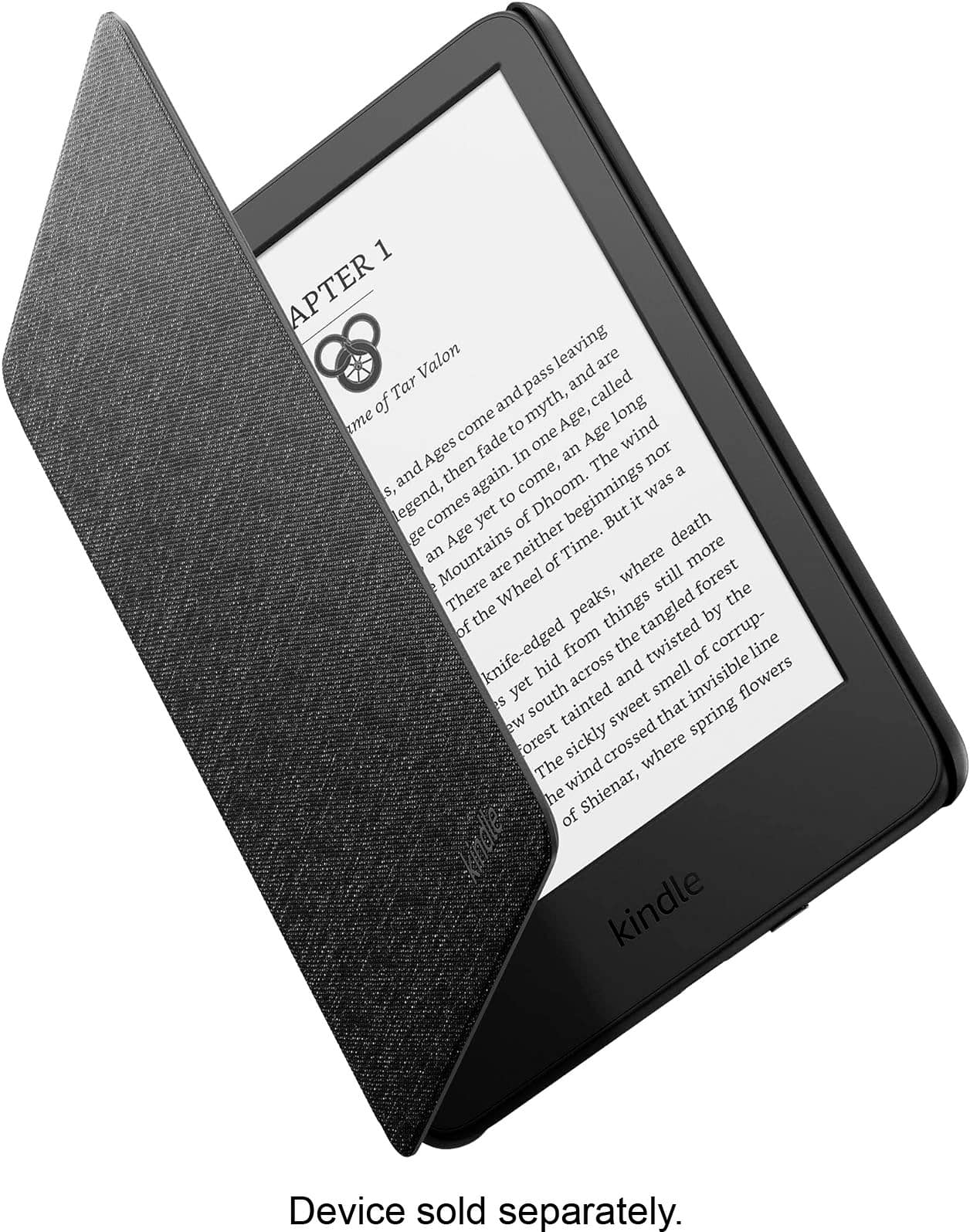 Amazon - Kindle Case, Thin and Lightweight, Foldable Protective Cover (does not fit Kindle Paperwhite or Colorsoft)- Fabric - Black - Front_Zoom