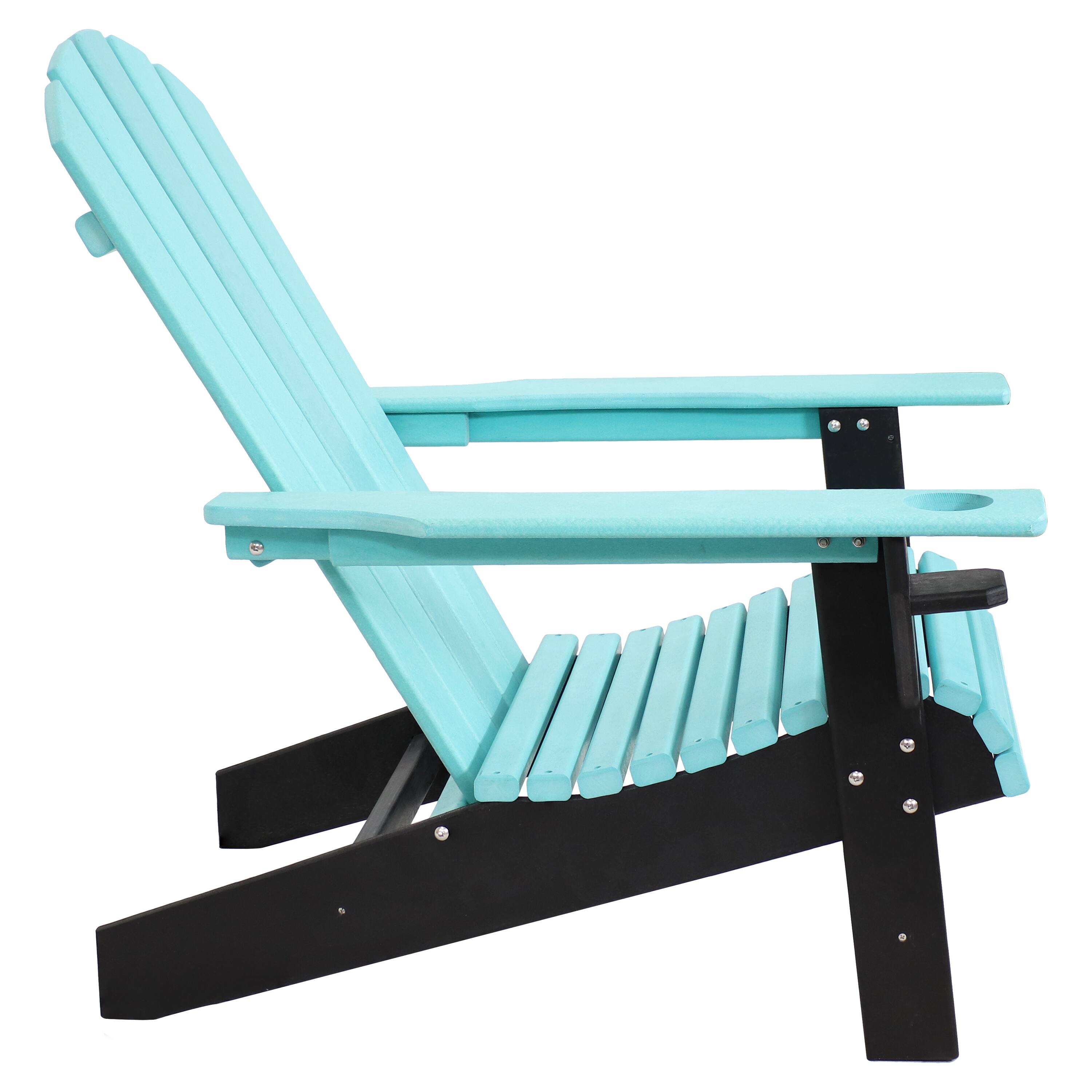Alt View 8. Sunnydaze - HDPE Adirondack Chair with Drink Holder - Set of 2 - Turquoise and Black.