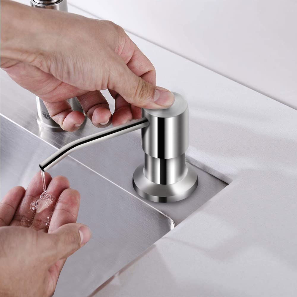 Dapper Styles Soap Dispenser For Kitchen Sink Brushed Nickel Countertop ...