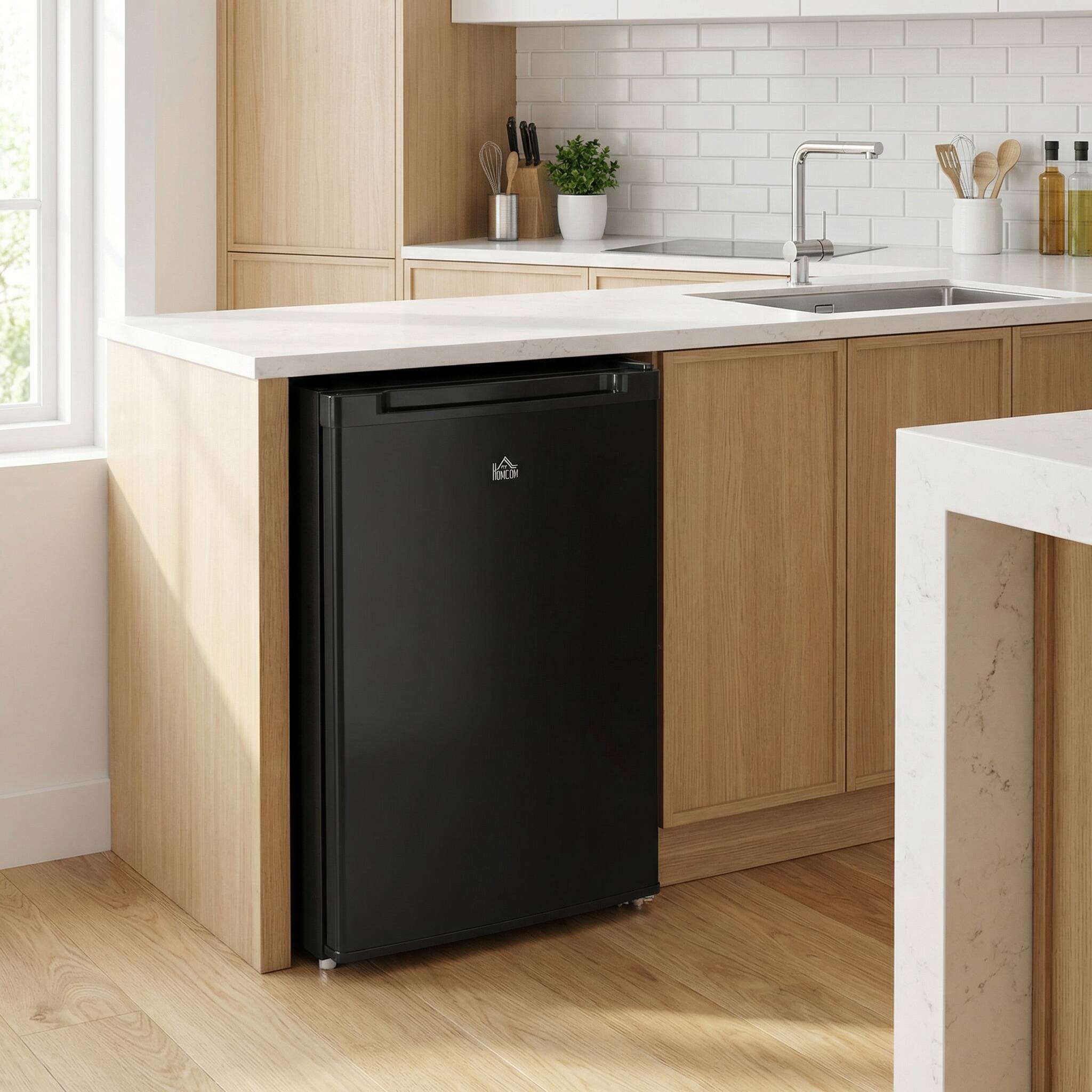 Left. Forest'nSky - 3.0 Cu.Ft Compact Upright Freezer - Single Door, Adjustable Thermostat, Ideal for Dorm, Apartment & Office, Black - Black.