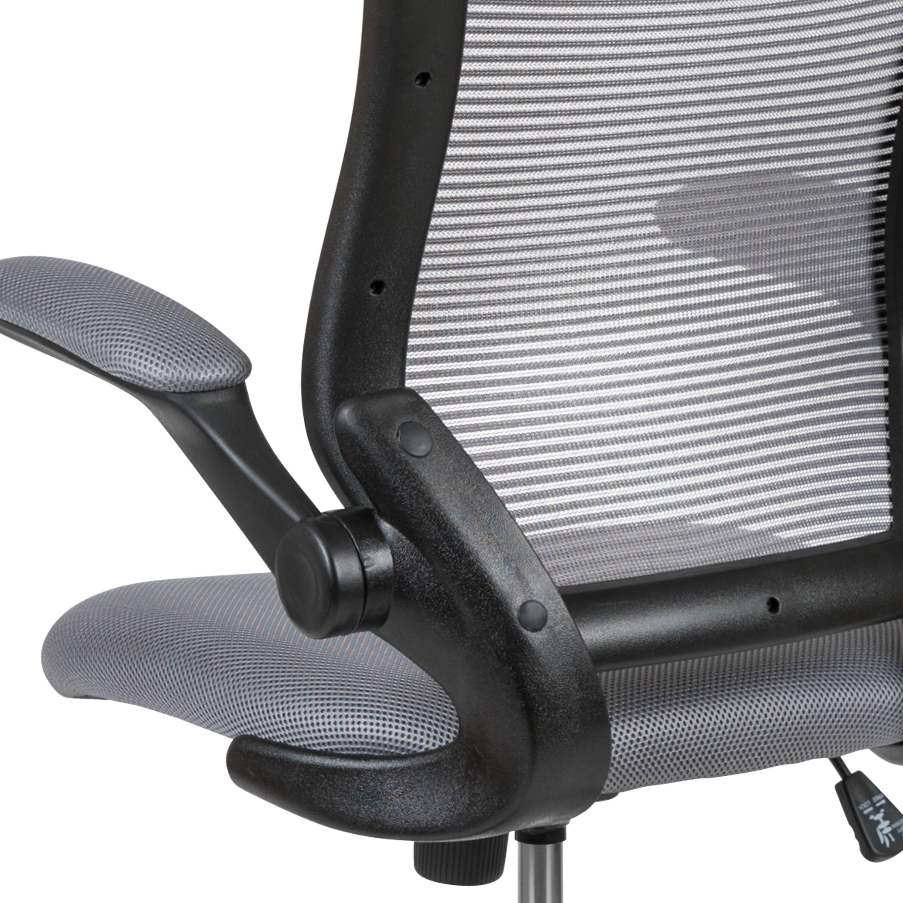 Alt View 10. Emma + Oliver - Mid-Back Mesh Ergonomic Drafting Chair with Foot Ring and Flip-Up Arms - Dark Gray.
