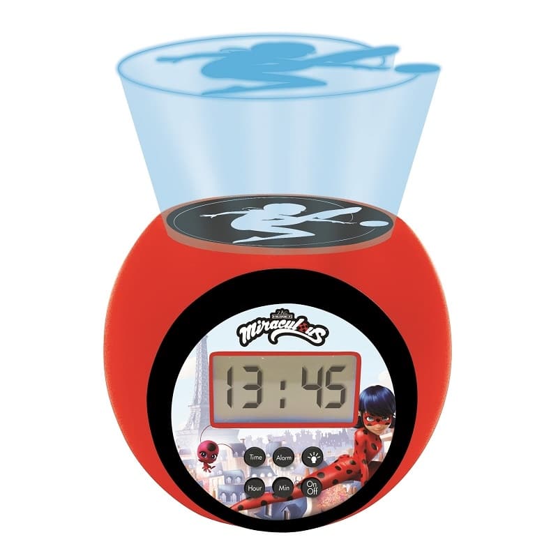 Lexibook - Miraculous Projector Alarm Clock with Timer - Red