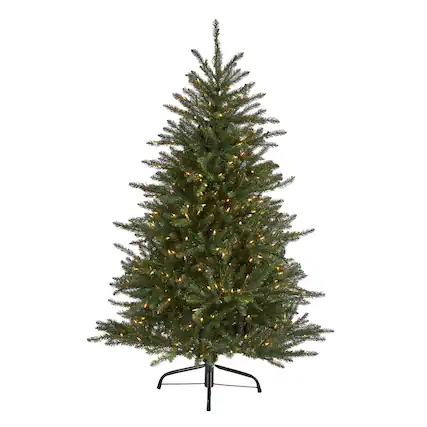 Front. BreeBe - 5’ Napa Valley Fir Xmas Tree with 350 Lights and 1107 Tips - Green.