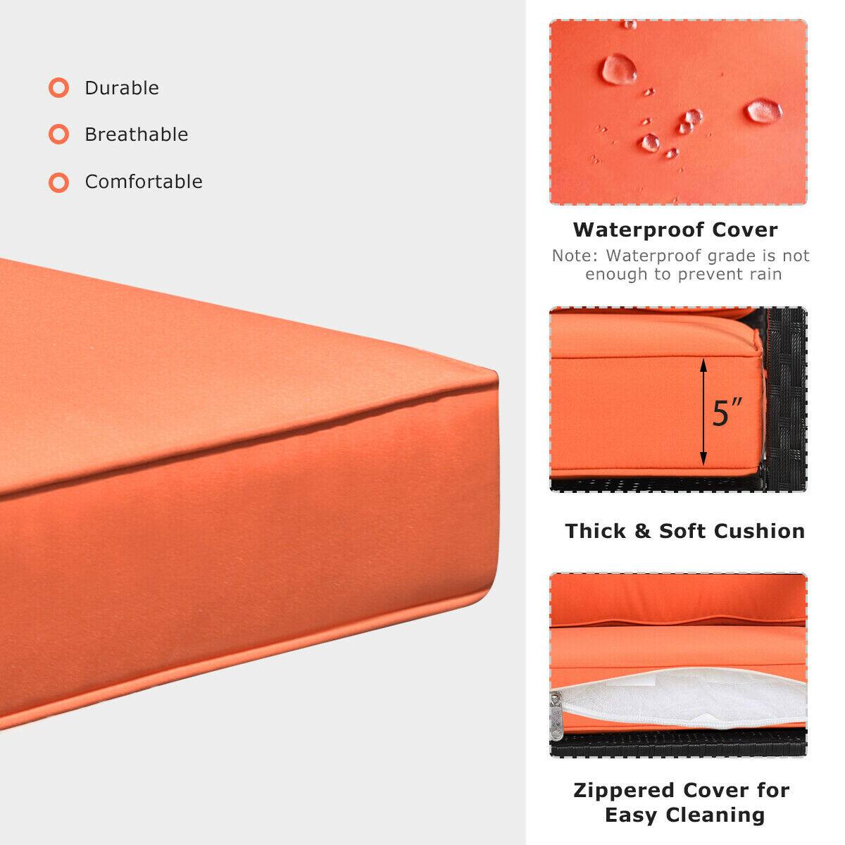 Durable, Breathable, Comfortable, Waterproof Cover, Note: Waterproof grade is not enough to prevent rain, 5", Thick & Soft Cushion, Zippered Cover for Easy Cleaning