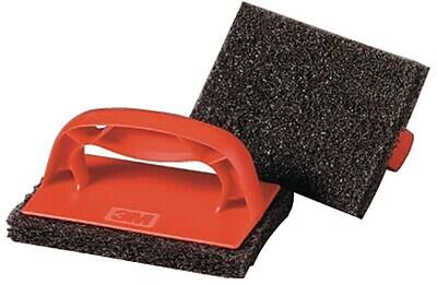 Front. 3M - Scotch-Brick® Brittle Scrubber, Red/Black, 4 Pack, 3/Case - Black.