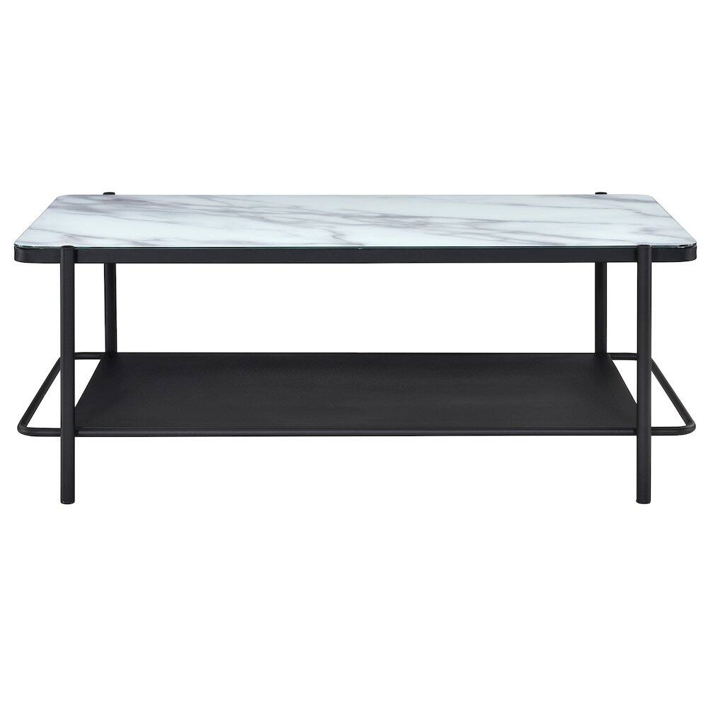 Front. Furniture of America - Joaquin Metal 1-Shelf Coffee Table in Black and White - Black.