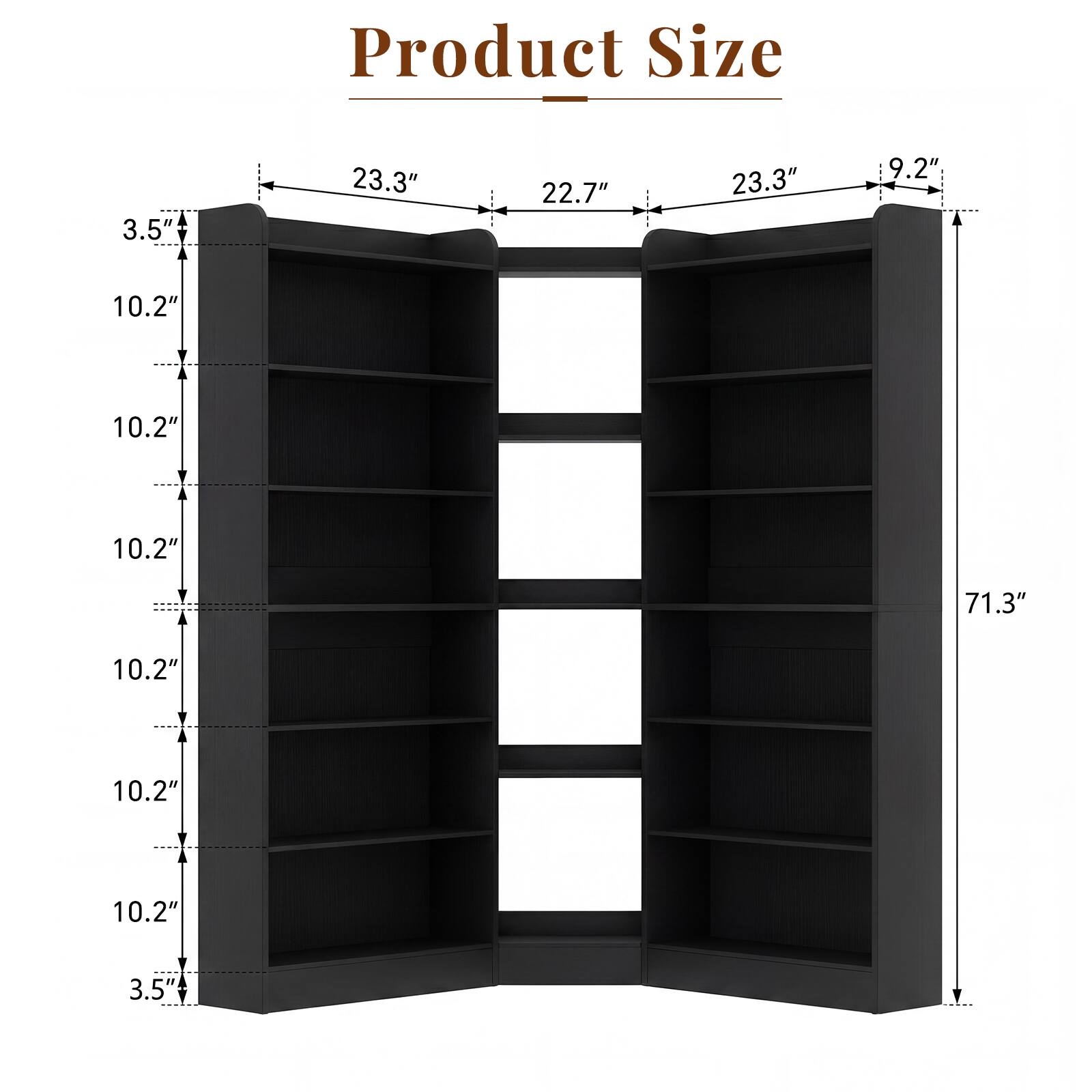 Product Size: 23.3" x 22.7" x 9.2" x 71.3" x 10.2" x 3.5"