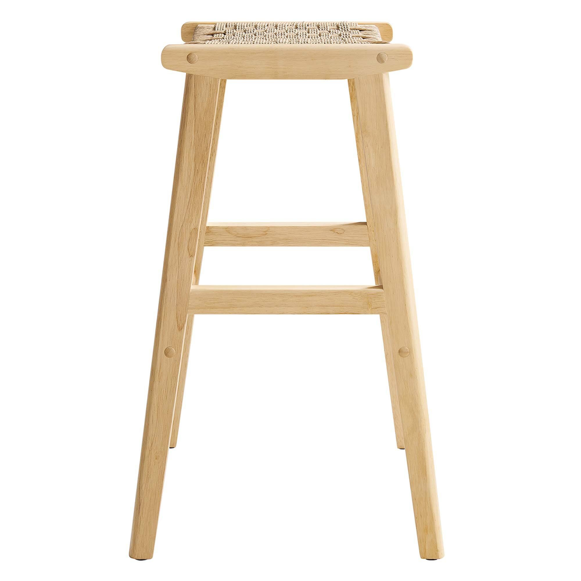 Alt View 4. Modway - Saoirse Woven Rope Wood Bar Stool Set of 2 by Modway - Natural Natural.
