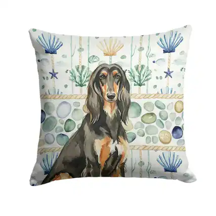 Front. Kitcheniva - 18" x 18" Coastal Sea Design Throw Pillow Home Decor Afghan Hound Black And Tan - Multicolor.