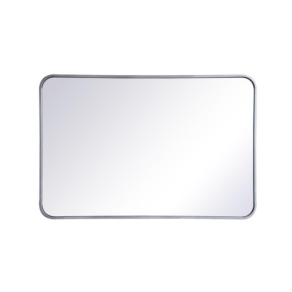 Alt View 2. Elegant Decor - Soft corner metal rectangular mirror 24x36 inch in Silver - Silver.
