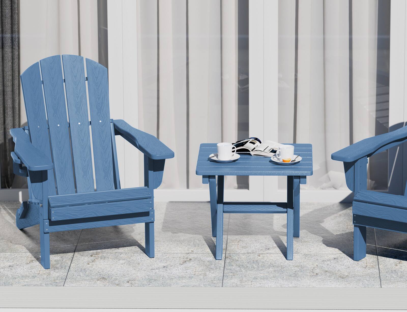Alt View 8. SERWALL - SERWALL Small Folding Outdoor Side Table Set of 2, No Assembly Required, Navy - Navy.