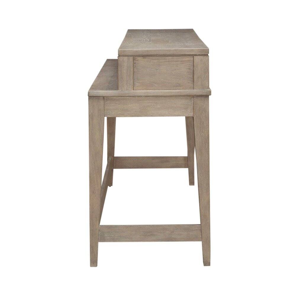 Alt View 1. Liberty Furniture Industries - Brentwood Console Bar Table with AC, USB Charging Station - Sandstone Oak Wood - Sandstone.