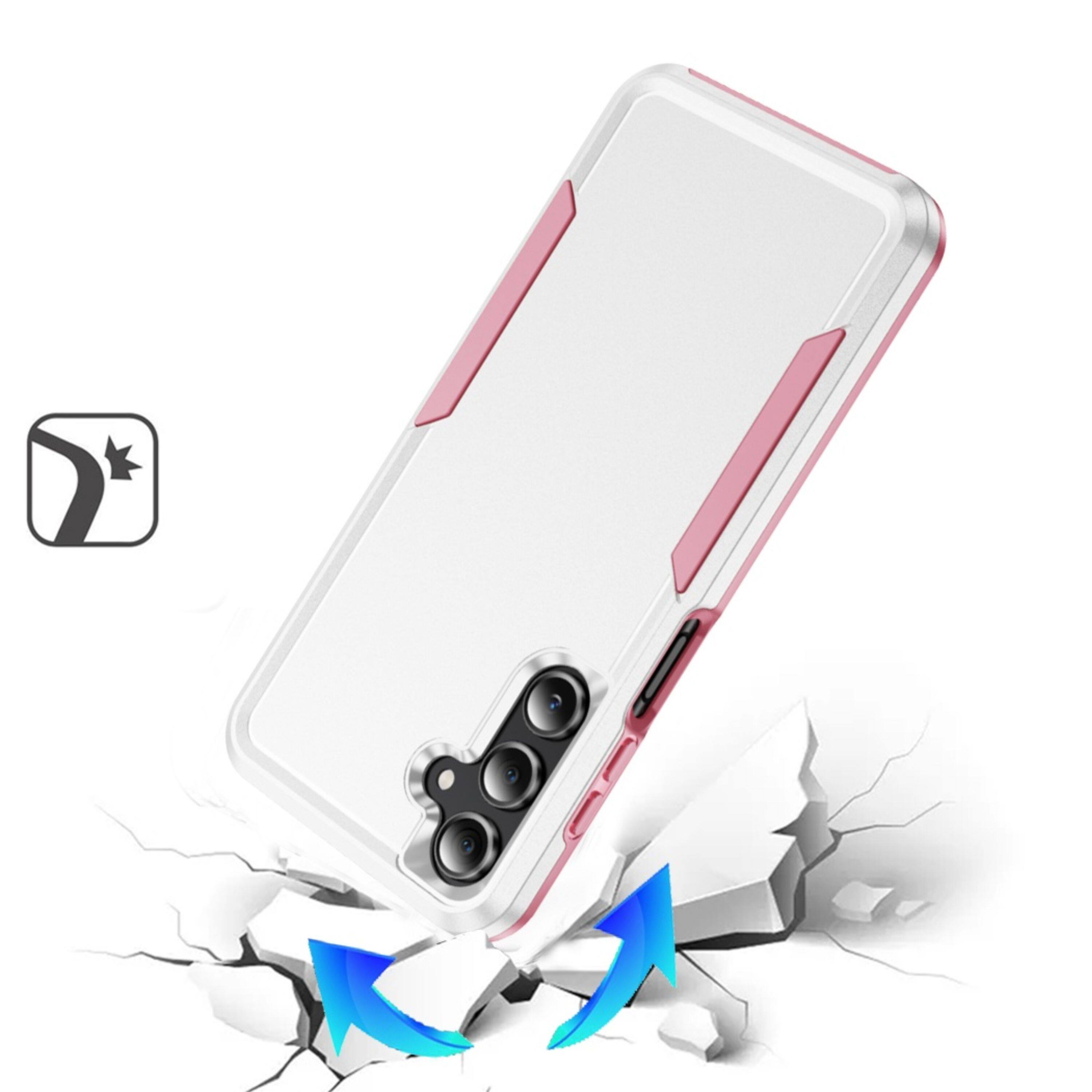 Angle. Kitcheniva - Fused Rugged Shockproof Phone Case With Tempered Glass For Samsung Galaxy A16 5G White - White.