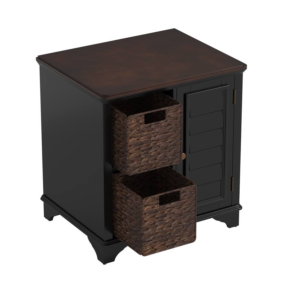Alt View 7. Loheer - Loheer End Table with Woven Baskets Shutter Style Side Table Solid Wood Base - White.