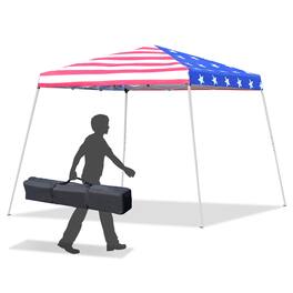 Outsunny - 10'x 10' Outdoor Canopy Pop Up Event Tent with Slanted Legs for Events, Weddings, & Parties - American Flag
