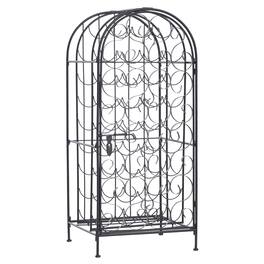 Homcom - 35 Bottle Wrought Iron Wine Rack Cabinet with Lock