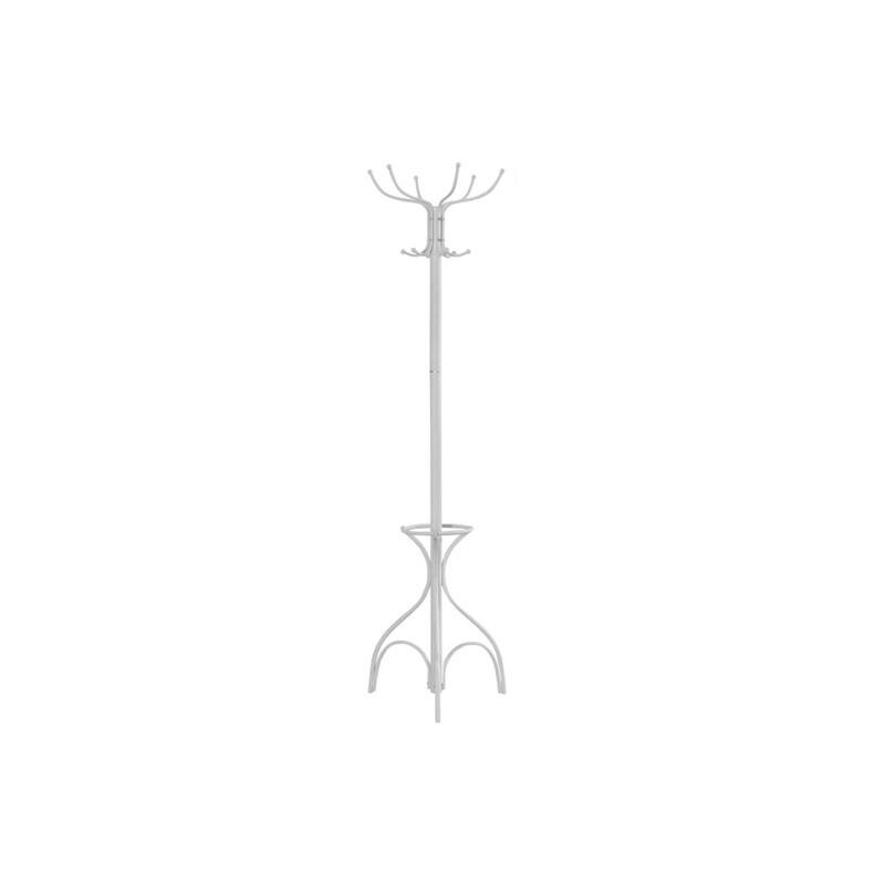 Front. ALEXOUN - Metal Coat Rack with Hall Tree and Umbrella Holder - Free Standing,12 Hooks,70" Height,Suitable for Entryway and Bedroom - White.