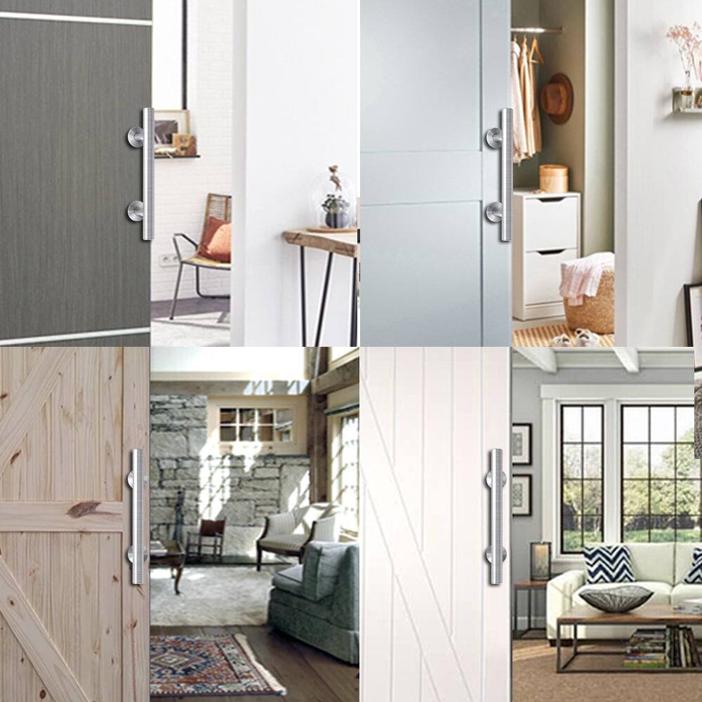 Alt View 6. Boyel Living - 12 in. Stainless Steel Ladder Pull and Flush Sliding Barn Door Handle Set - Stainless Steel.