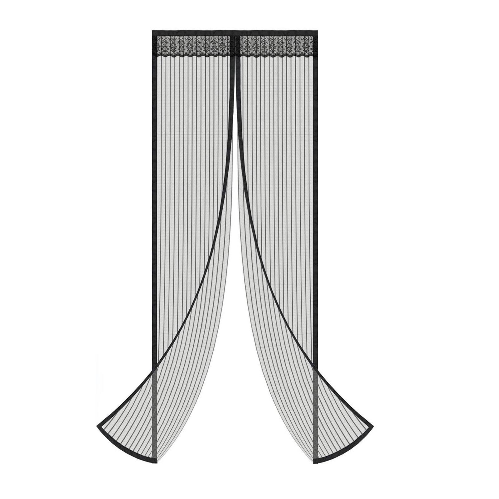 Front. Wellco - Magnetic Striped Mesh Curtain With Self-Adhesive Backing Suitable For Standard Door Frames - Black.