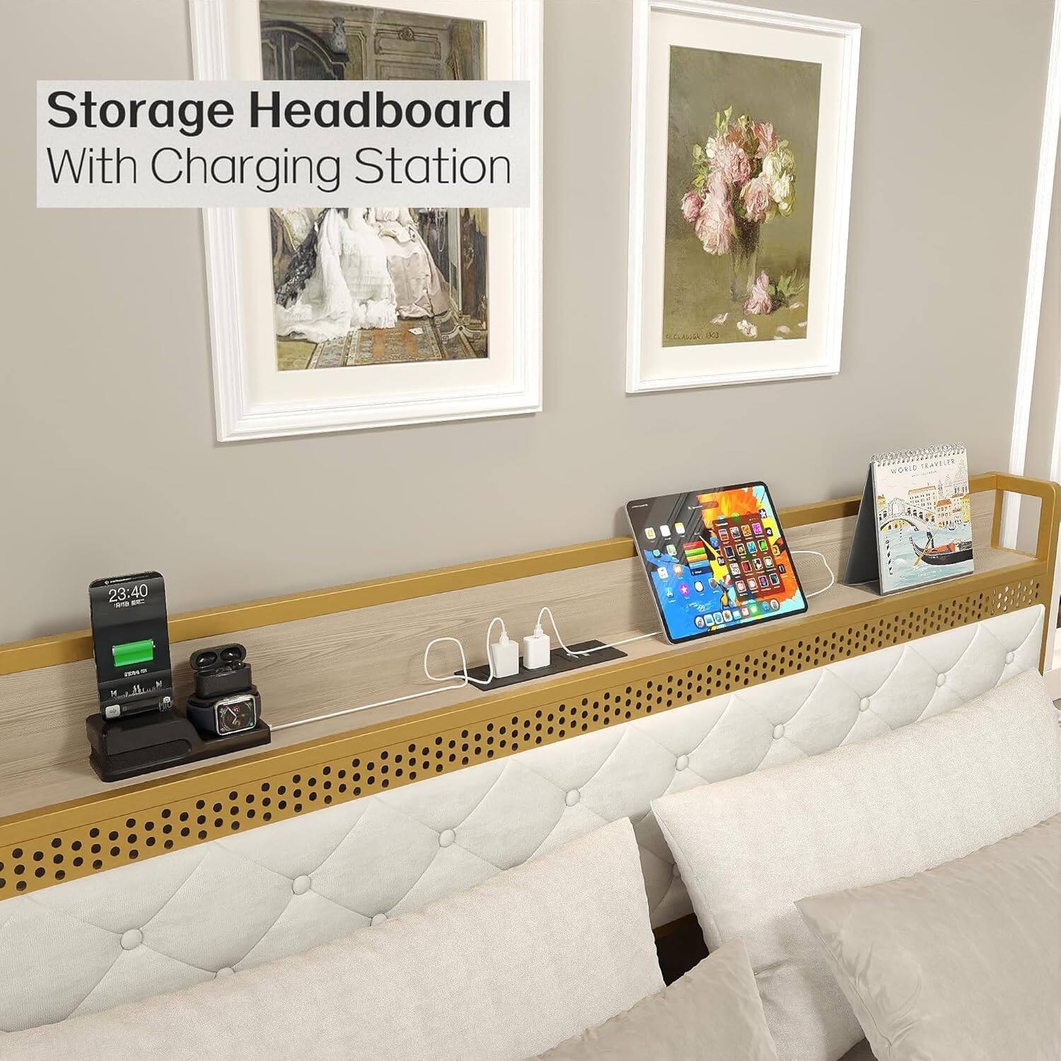 Storage Headboard With Charging Station

23:40
