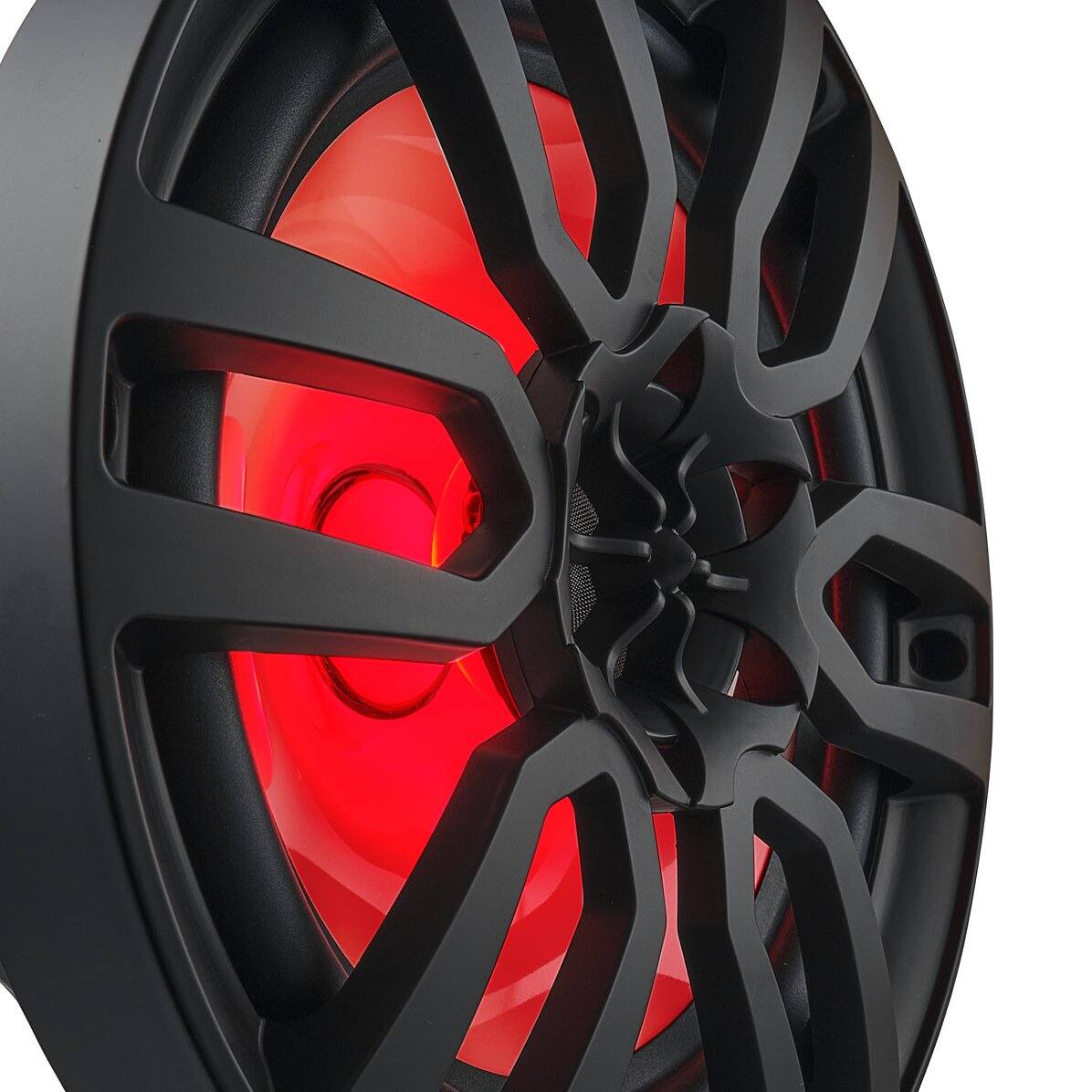 Angle. DS18 Audio - NXL 8" 2-way Coaxial Speaker with RGB LED Lights, Built-in Driver and Grille (Pair), 125W RMS 4-Ohm - Black.