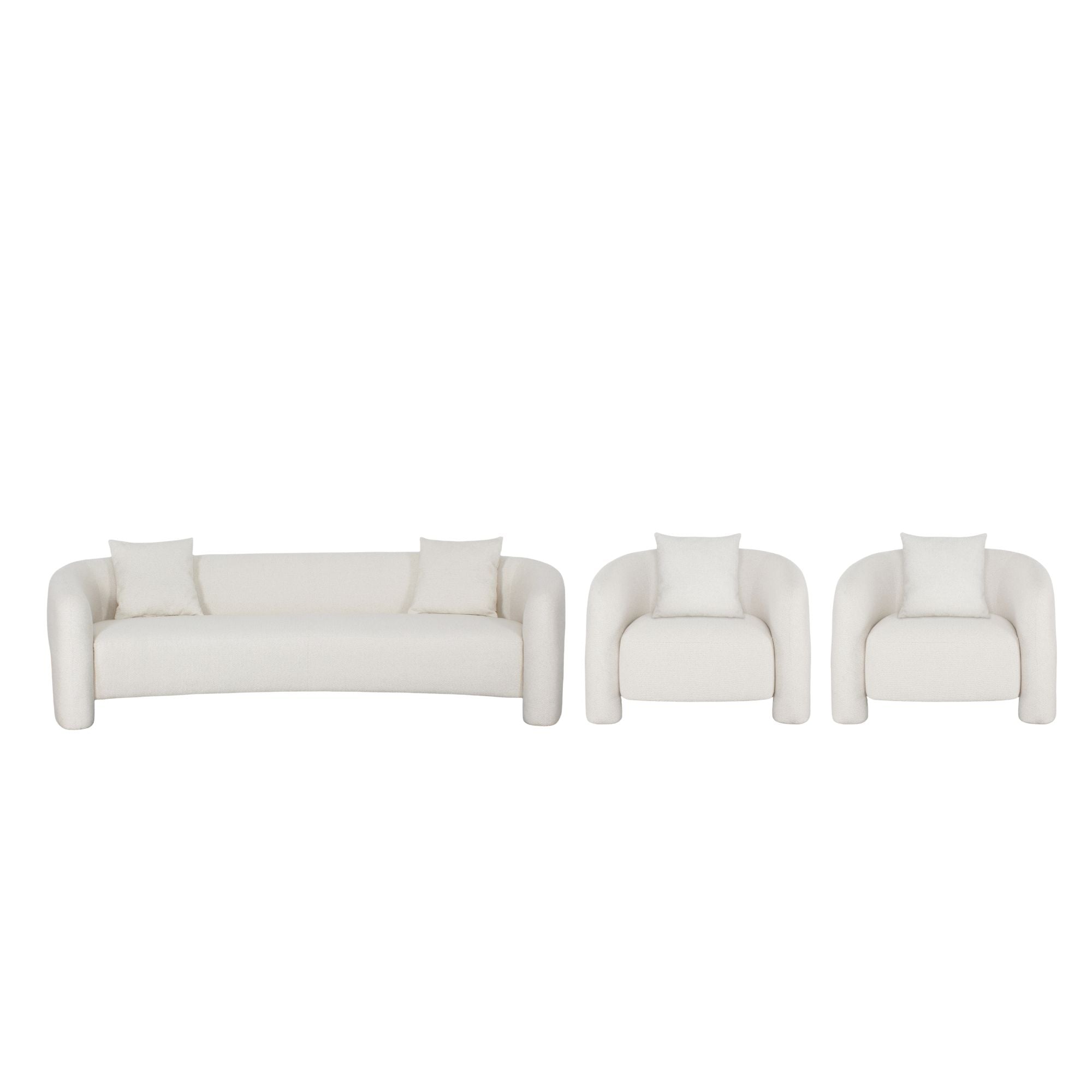 Front. Manhattan Comfort - Sylvia Modern Glam 3-Piece Sofa Set - Ivory.