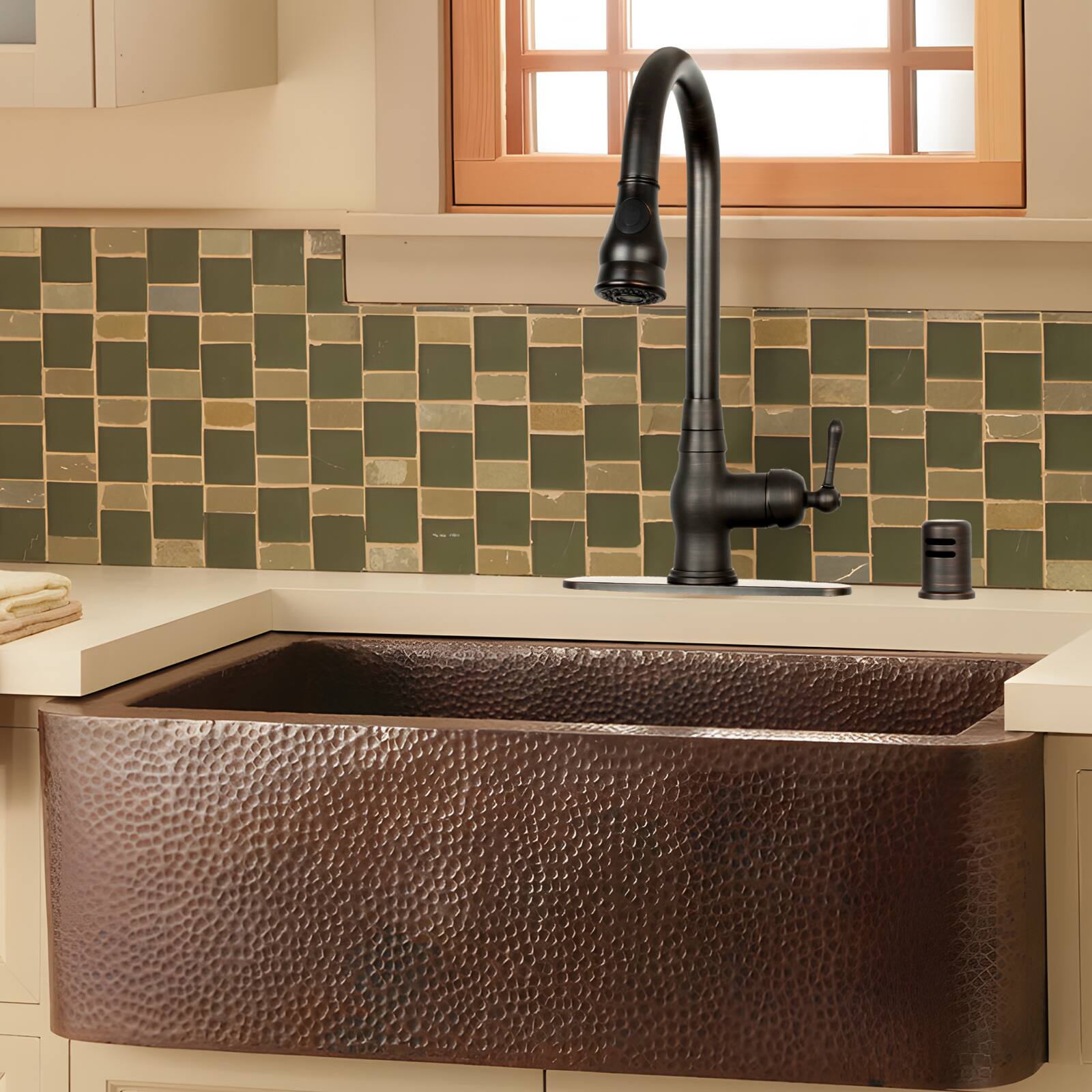 Alt View 3. Akicon - Akicon Solid Brass Kitchen Dishwasher Air Gap Cap Cover for Replacement in Oil Rubbed Bronze - Oil Rubbed Bronze.