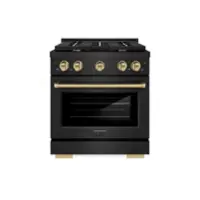 ZLINE - Autograph 30" Paramount Black Stainless Gas Range w/ 4 Burners & Bronze Accents (SGRBZ-30-CB) - Black Stainless Steel - Front_Zoom