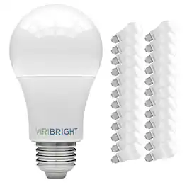 VIRIBRIGHT - A19 LED Bulb, E26, Screw Base, 9W, 60W Equivalent, 800 Lumens, Non-Dimmable, (24 Pack) - Daylight 6500K