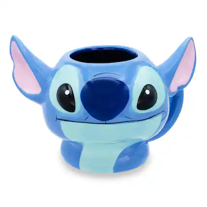 Front. Silver Buffalo - Disney Lilo & Stitch 3D Sculpted Ceramic Mug | Holds 20 Ounces - Blue.