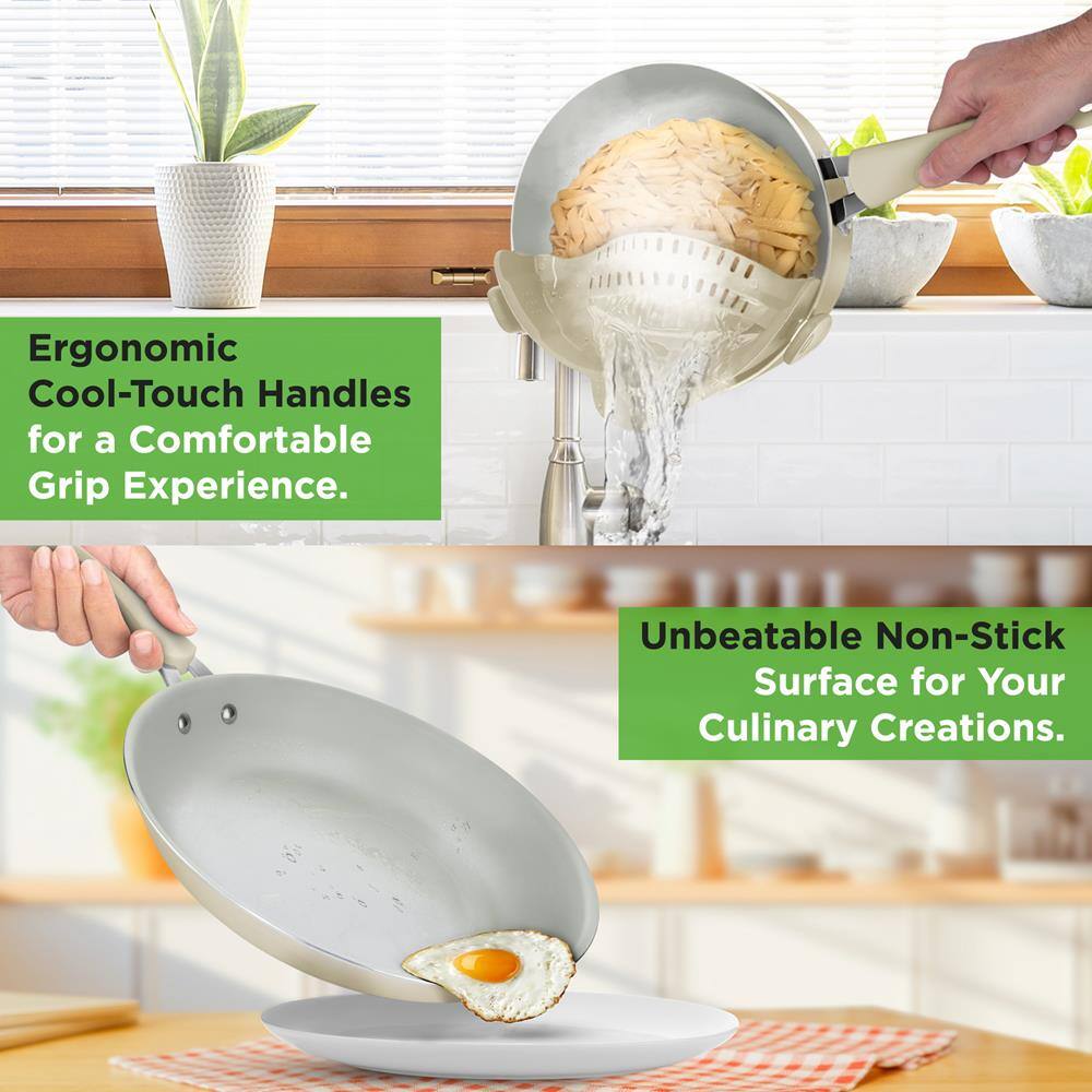 Ergonomic Cool-Touch Handles for a Comfortable Grip Experience.

Unbeatable Non-Stick Surface for Your Culinary Creations.
