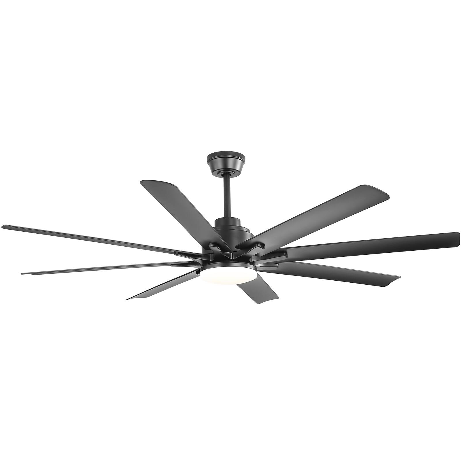 Alt View 6. Sofucor - 66" Smart APP Ceiling Fan with Light and Remote 6 Speed ​​Reversible DC 8 ABS Blades Ceiling Fan for Alexa/Google/App - Black.