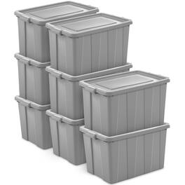 Sterilite - Tuff1 30 Gallon Plastic Storage Tote Container Bin with Lid (8 Pack) - Gray