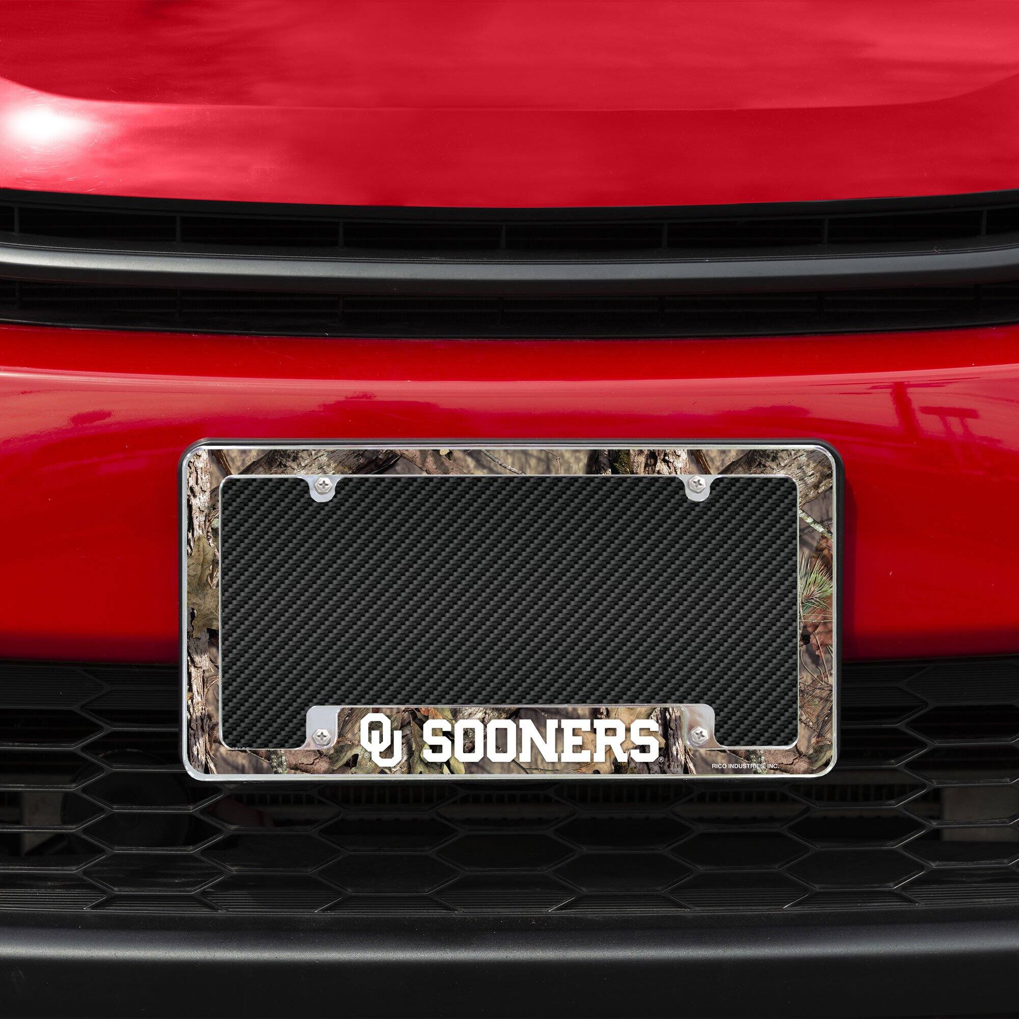 Alt View 2. Rico Industries - Oklahoma Sooners Chrome Metal License Plate Frame with Bold Mossy Oak Camouflaged Camo Design - Multi.