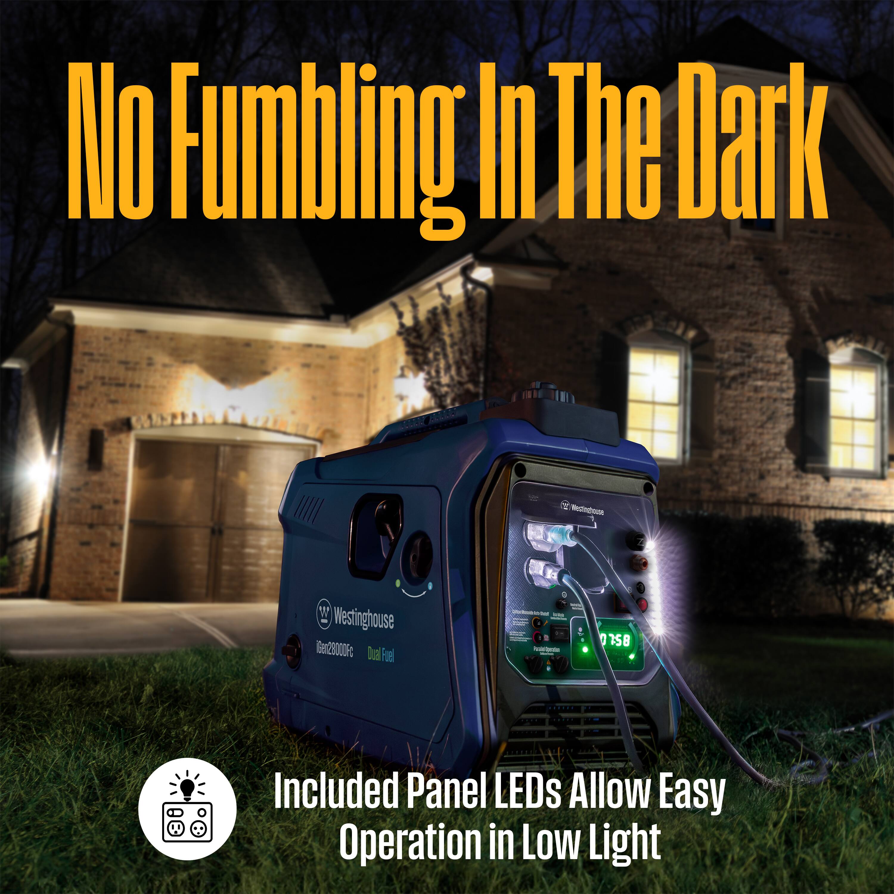No Fumbling In The Dark  
Wenn Westinghouse GGer28000F Dual Fuel  
- - -  
V:0 B51  
Included Panel LEDs Allow Easy Operation in Low Light