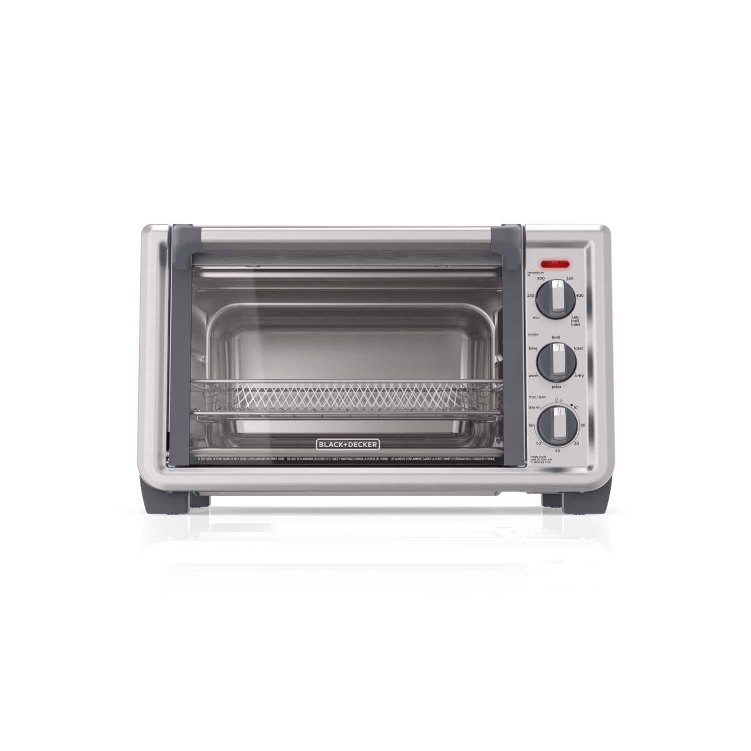 Black+Decker - Stainless Steel Black/Silver 6 slot Toaster Oven w/Air Fry 13 in. H X 15 in. W X 20 in - Black|Silver