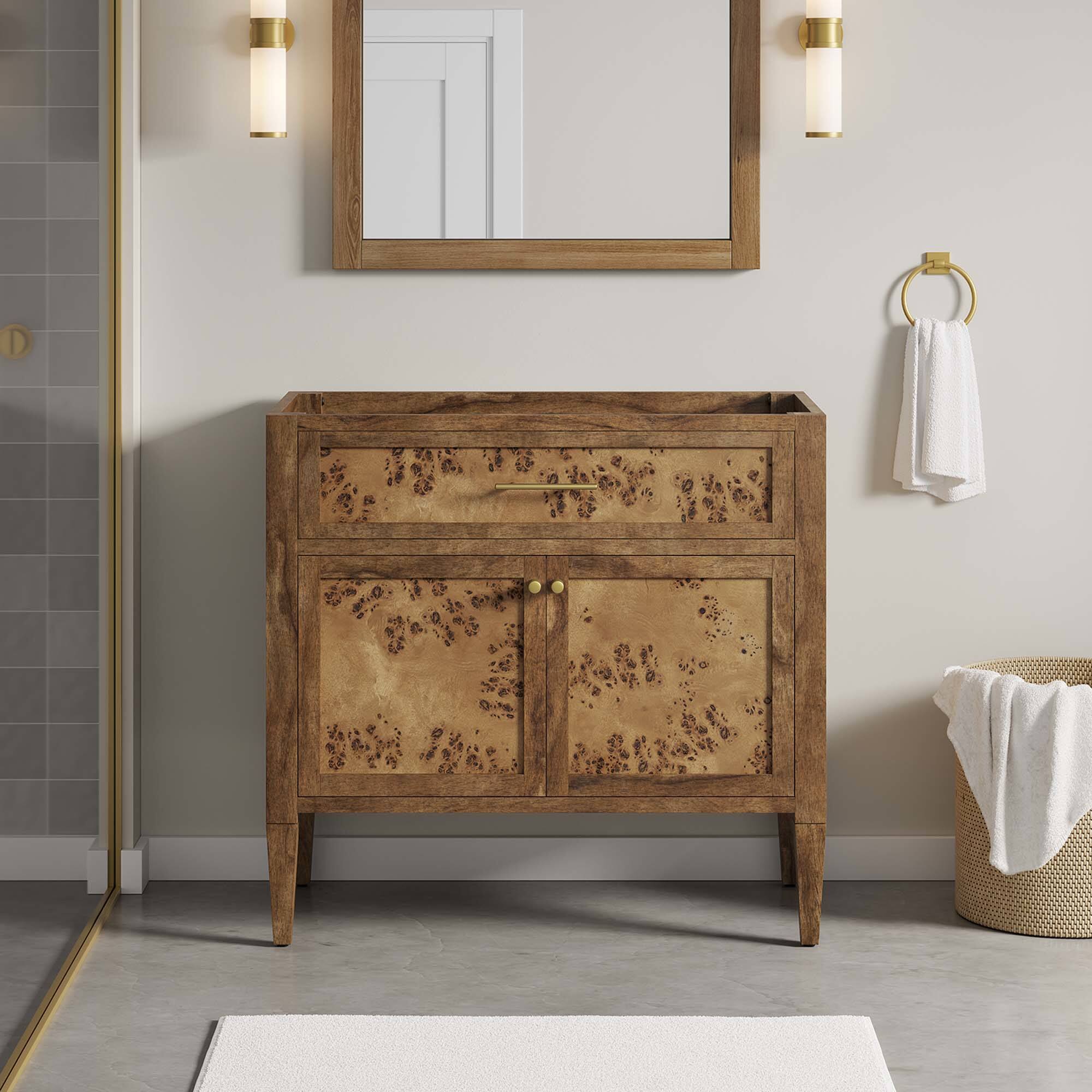 Alt View 9. Modway - Elysian 36" Wood Bathroom Vanity Cabinet (Sink Basin Not Included) by Modway - Brown.