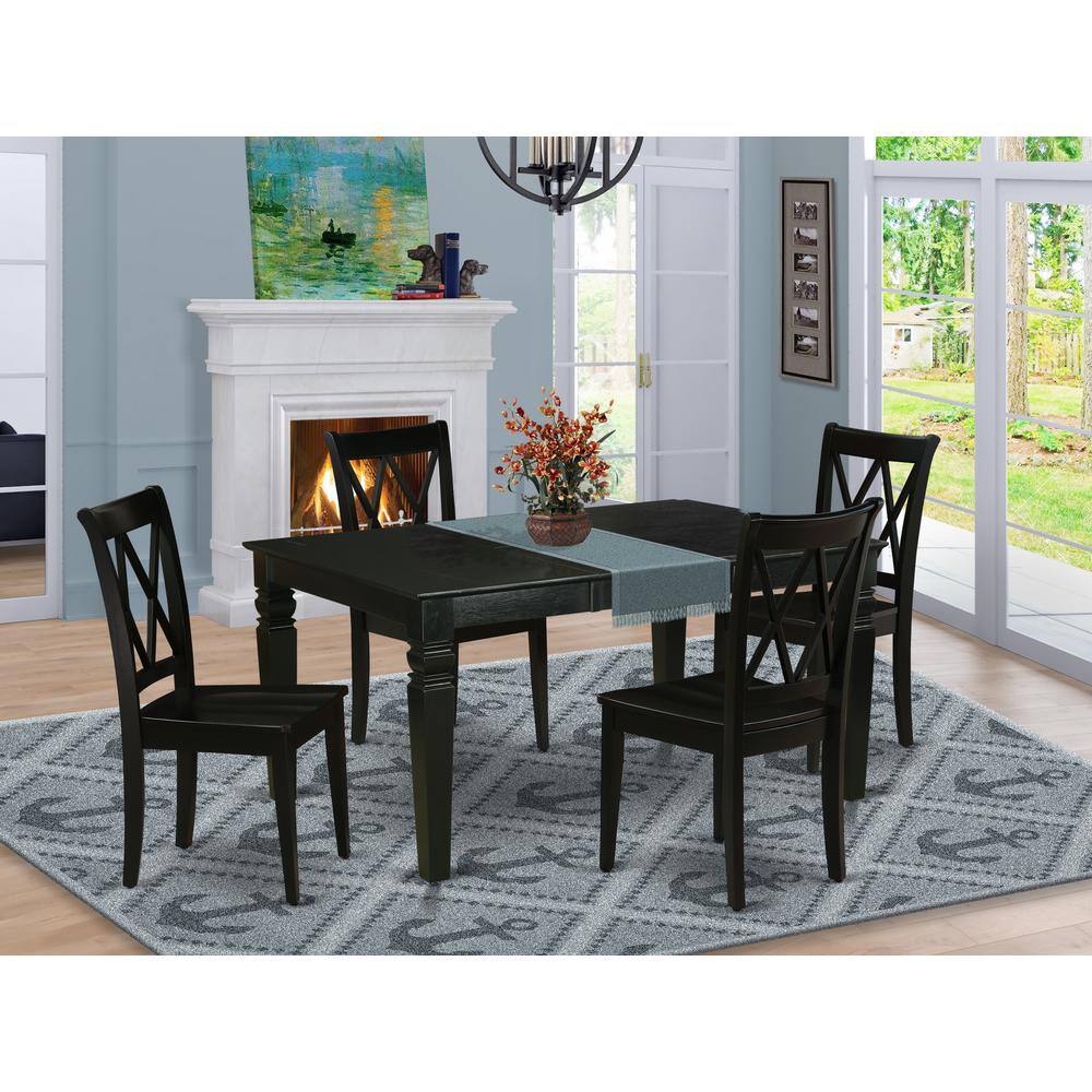 Back. East West Furniture - Dining Room Set Black - Brown.