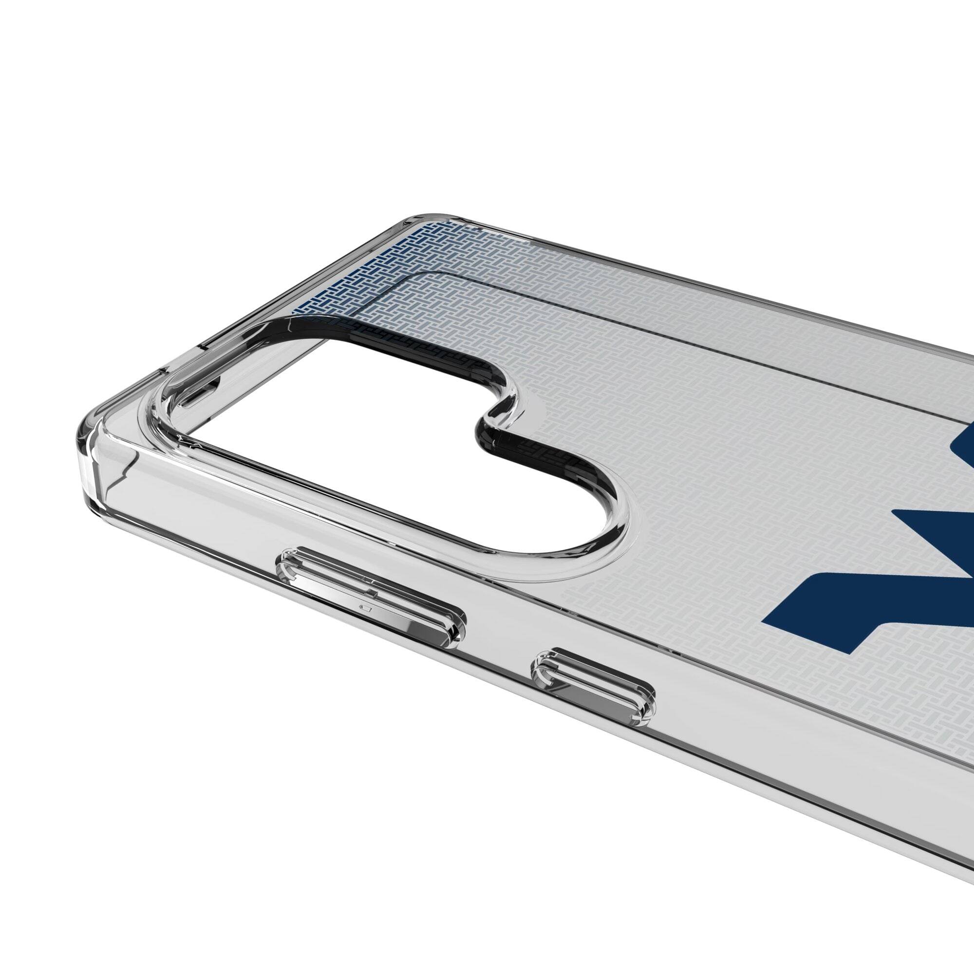 Alt View 2. Keyscaper - West Virginia Mountaineers Linen Logo Galaxy Clear Case - S23 - Multicolor.