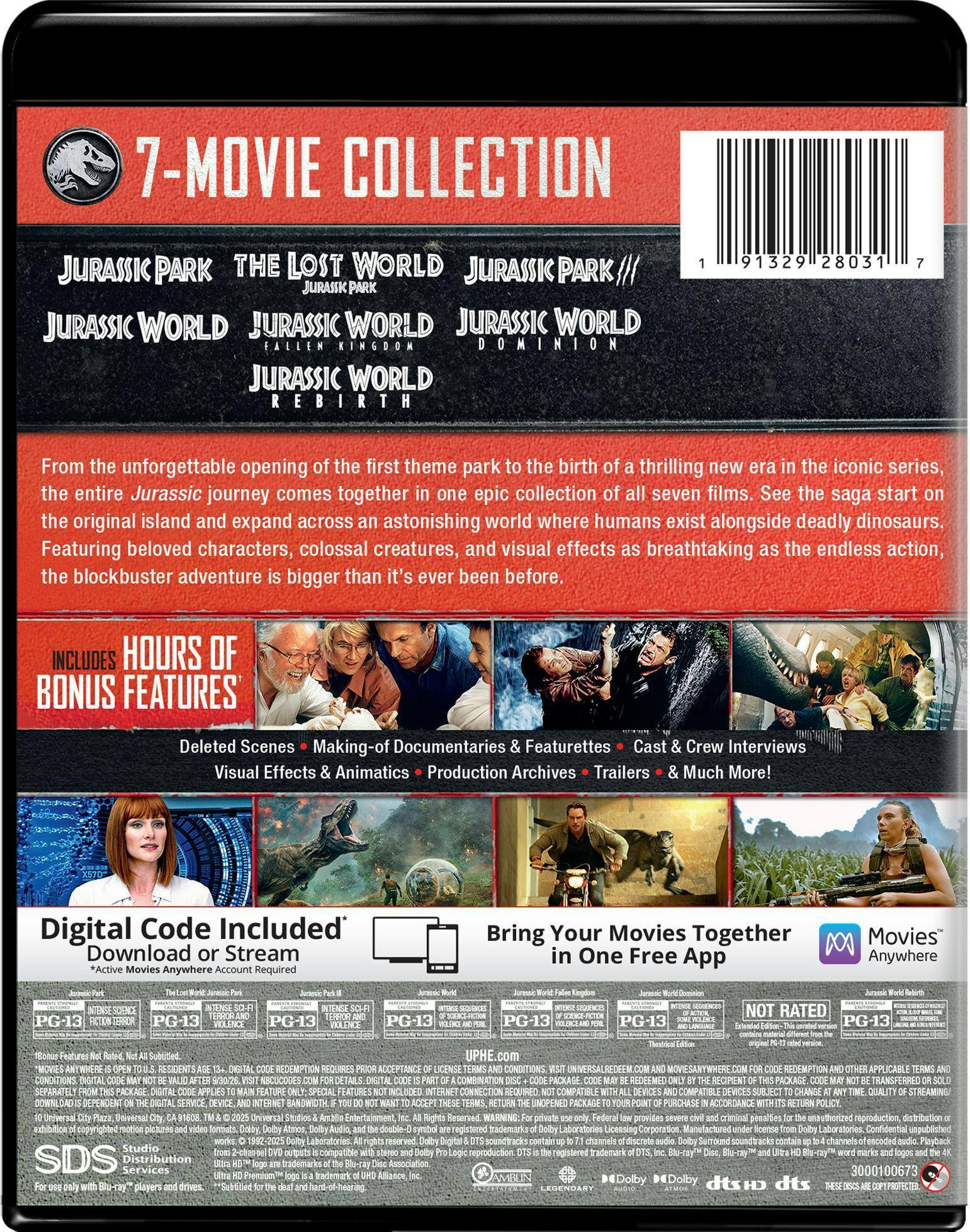 Back. Jurassic World: 7-Movie Collection   - 4K Blu-Ray.
